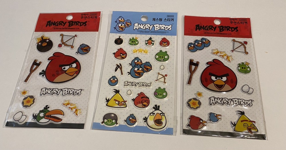 Angry Birds Stickers New Sealed ,3 Pieces
