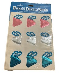 Vintage 80s Stickers Hallmark Razzle Dazzle Hershey Kisses 4 Sheets Sealed Pack