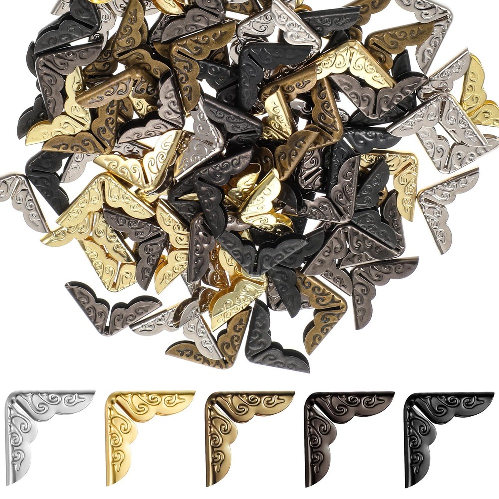 100 Pcs Vintage Metal Book Corner Protectors Decorative Corner Guards for Albums
