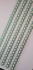 CraftbuddyUS 5 TURQ Round w/ 6mm Pearl Self Adhesive Rhinestone Stripes