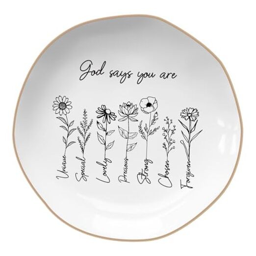 God Says You are – Ring Tray,Confirmation Gifts for 4.5″ x 4.5″ x 0.5″ Black