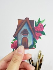 Squirrel’s Little House Sticker Set 5 Pieces-Fantasy Hand Drawn Original Art