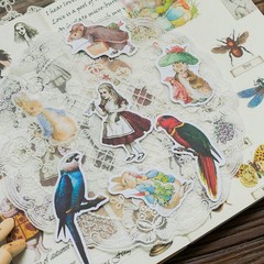 Alideco 80Pcs Vintage Scrapbooking Stickers Packs Kawaii Alice Ailisi