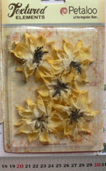 WILD SUNFLOWERS Textured Burlap YELLOW x 5 flowers 60-65mm across Petaloo L4