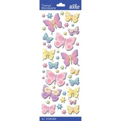 Crafts Stickers Sticko Puffy Butterflies Butterfly Pastel Colors Detailed Flower