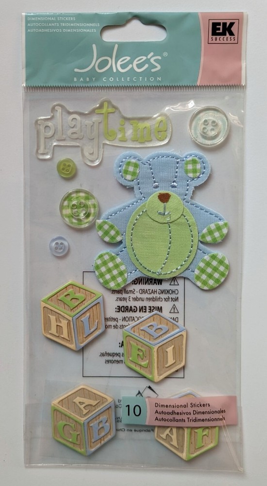 RARE Jolee’s Baby Toddler Boy Toys Playtime Blocks Teddy Scrapbooking Stickers