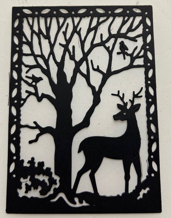 Christmas Die Cuts * Forest Deer Scene * Set of Six * Black or White Cardstock