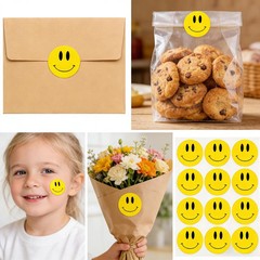 500 Pcs Yellow Smiley Face Stickers – 1 Inch Happy Face Stickers Round Roll Smil