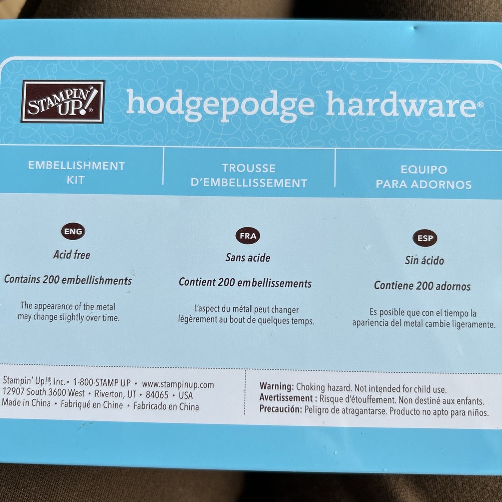 Stampin Up! Hodgepodge Hardware – Embellishment Kit Silver Preowned