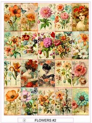 FLOWERS #2 – COMPLETE SHEET OF 20 STICKERS