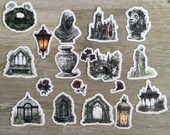 18 Gothic Garden Junk Journal Stickers Scrapbook Supply Papercraft Ephemera