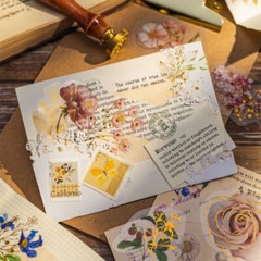 Vintage Flowers Plants PET Foil Stickers Journals Planner Decorative Collage DIY
