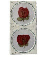 RED FLOWER PRESSED & DRIED REAL FLOWERS(2pc)Leaves •Garden•Blooming•buds•Stem•