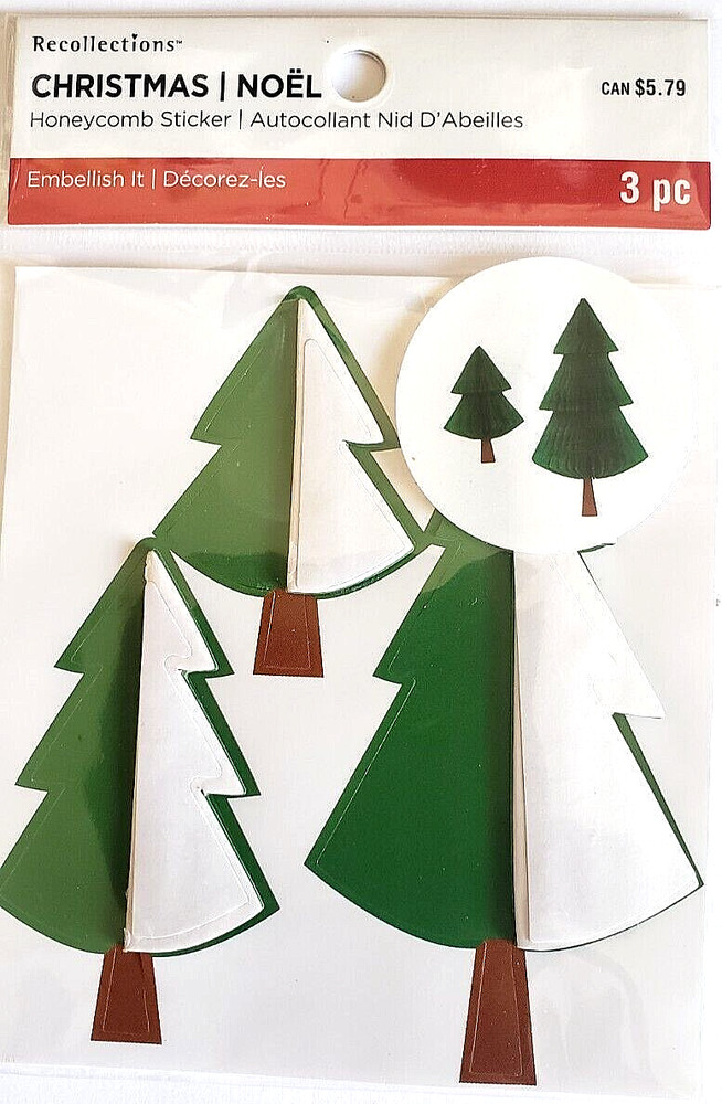 Recollections Christmas HONEYCOMB STICKER – EVERGREEN TREES – 3 pcs