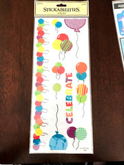Set of 3 Birthday Themed Items: 2 Sticker Sheets, 1 Tiny Garland, New Old Stock