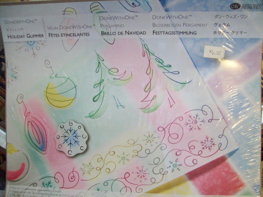 Creative Memories DoneWithOne Holiday Glimmer Printed Vellum Paper and Stickers