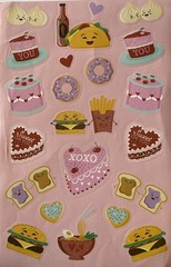 HAPPY FOOD Stickers(22pc) •Cake•Hamburger•Toast•Donut •Taco•Garlic•Fries•Cards•