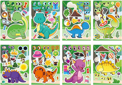 48 Sheets Make a Face Stickers for Kids – Animal Stickers with Unicorns and Dino