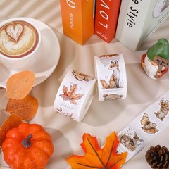 1000Pcs Fall Woodland Animal Stickers Roll Thanksgiving Forest Animal Label D…