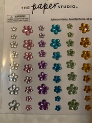 THE PAPER STUDIO 3D ADHESIVE GEMSTONE MULTI-COLOR MULTI-SIZES FLOWERS 48PCS