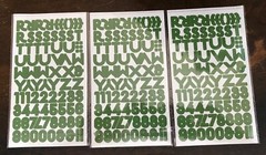 Green Letter/Alphabet + Number Stickers Scrapbook/other paper hobbies — 3 Sets