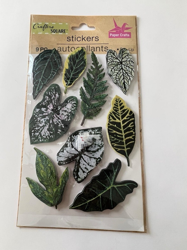 Crafter’s Square Leaf Stickers 3D Botanical Plant ScrapBook Craft 9 Pieces