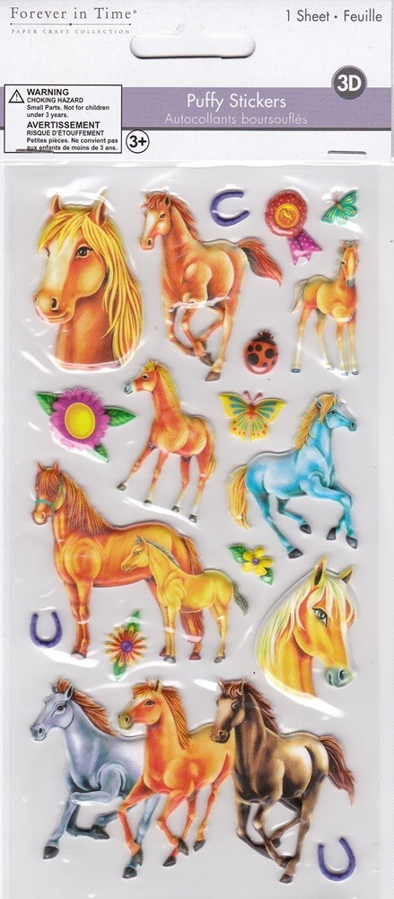 Forever In Time HORSES / PONIES – 3D Puffy Stickers Acid Free