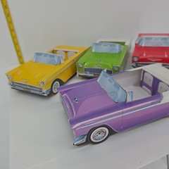 Lot Of 4 Cardboard Cruisers With Stickers Yellow Green Red Purple