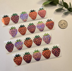 20 STRAWBERRY STICKERS/GLITTER STRAWBERRY STICKERS/SUMMER FRUIT STICKERS