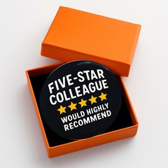 Micchoin Five-Star Colleague Badge Pin: Premium Orange Gift Box 2.3″ 1 Pack L…