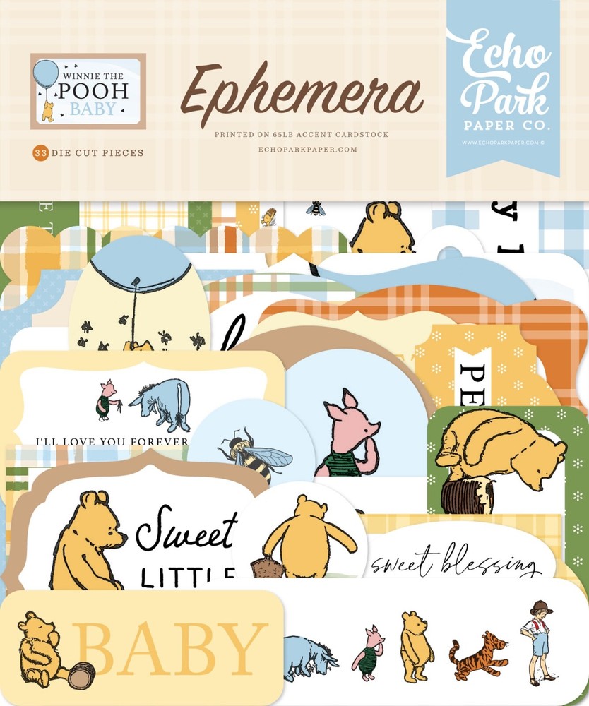 Echo Park Paper WINNIE THE POOH BABY Ephemera Die Cut Cardstock Pieces Pack