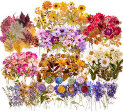 380 Pcs Pressed Flower Sticker Set Dried Flowers Themed Resin Journaling Sticker