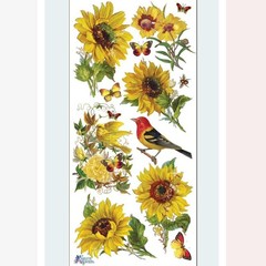 Violette Stickers – Sunflowers & Songbirds – 1 Nature Sticker Sheet – Scrapbooks