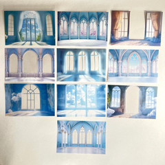 Blue Window Background Stickers Junk Journal Collage Scrapbooking