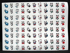 3 Panda Bears Elephants & Cats Circular Animal Sticker Sheets Old Store Stock
