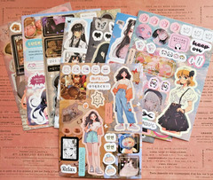 Kawaii Anime Girl Sticker Sheet Matte Japanese Korean Text Deco Journaling