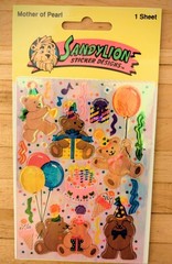 Vintage Sandylion Sealed Birthday Bears Mother Of Pearl Shiny Stickers VERY RARE