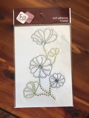 ZVA Creative Self Adhesive Crystals – Blue & Green Rhinestone Flowers