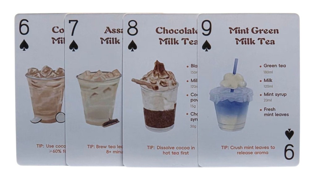 Milk Tea Recipes Mint Green Coconut Chocolate Cards Junk Journal Scrapbook S9