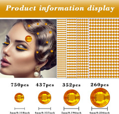1792PCS Gem Stickers Self-Adhesive Face Jewelry Stickers, Acrylic Gems DIY Craft