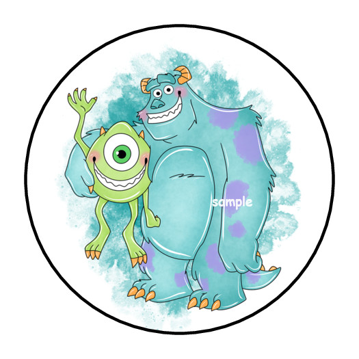 MONSTERS INC STICKERS ENVELOPE SEALS LABELS TAGS 1.5″ SULLY MIKE CUSTOM BLUE