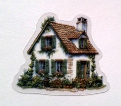 Cottage Style Fairy Tale House Clear Vinyl Decal Sticker Water Resistant Laptop