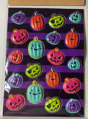 Puffy Pumpkin Stickers Pirate Halloween Teal 19PC Scrapbook Planner Craft Sealed