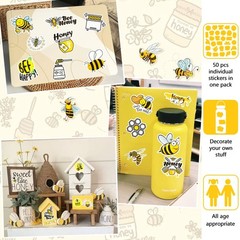 Cute Bee Party Favor Stickers for Kids 50 PCS Honey Bee Water Bottle Stickers…