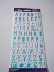 Scrapbooking Stickers Sticko Lt Blue Iridescent Small Alphabet Capital Letters