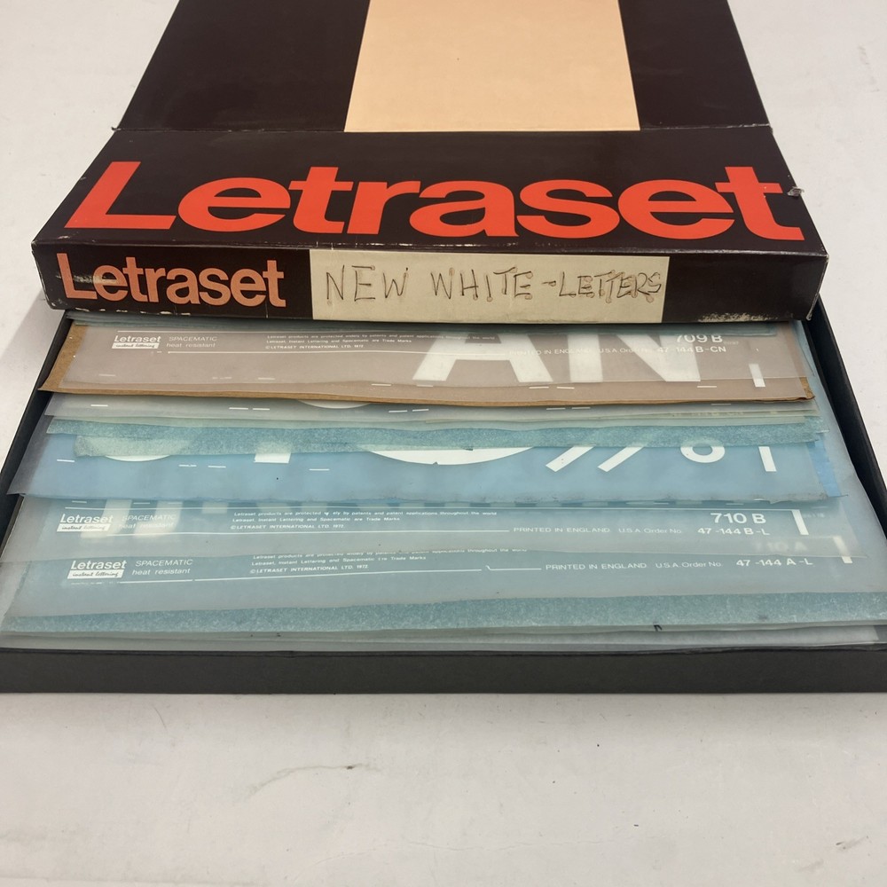 45+ Sheets White Letraset Letters -Zipper Helvetica Times Broadway- Many Fonts