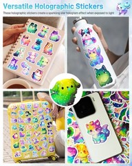 100 Pcs Holographic Rainbow Dog and Cat Stickers 2 in, Pet Designs(100pcs)