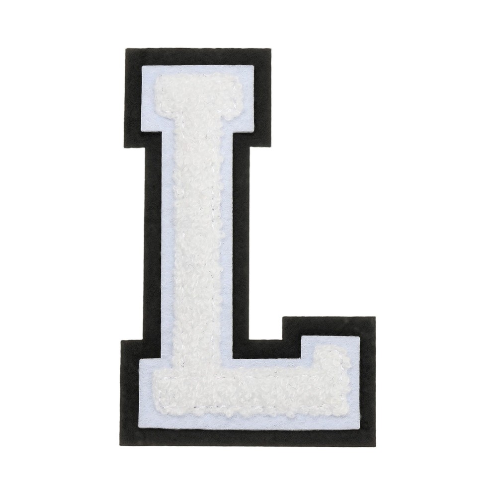 4″ Chenille Letter Patches,White Chenille Initial A-Z Patches (Letter L)