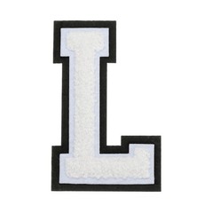 4″ Chenille Letter Patches,White Chenille Initial A-Z Patches (Letter L)
