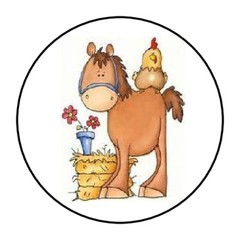 48 HORSE CHICKEN ENVELOPE SEALS LABELS STICKERS 1.2″ ROUND